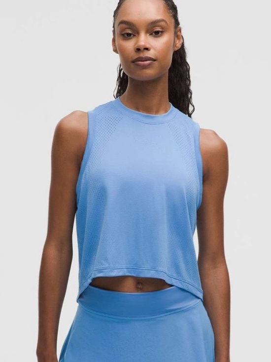 lululemon athletica Tops - Lululemon NWT Swiftly High Low Cropped Tank Top Pool Party Blue Size 14